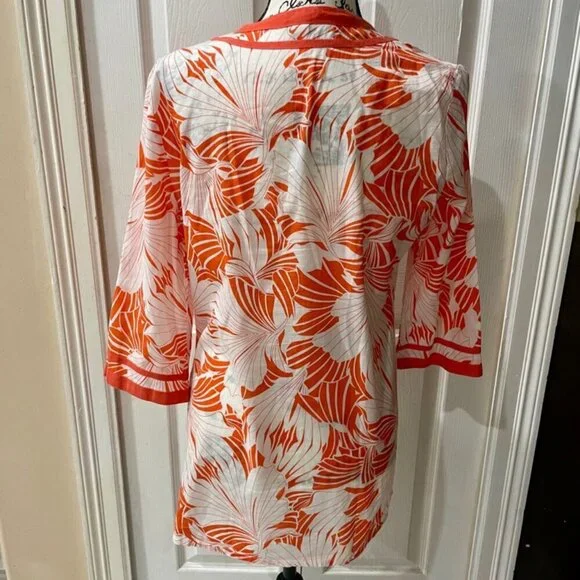 J.CREW TROPICAL PREPPY TUNIC MINI DRESS 3/4 SLEEVE FLORAL BOHO 70’ STYLE SZ M - Picture 7 of 13